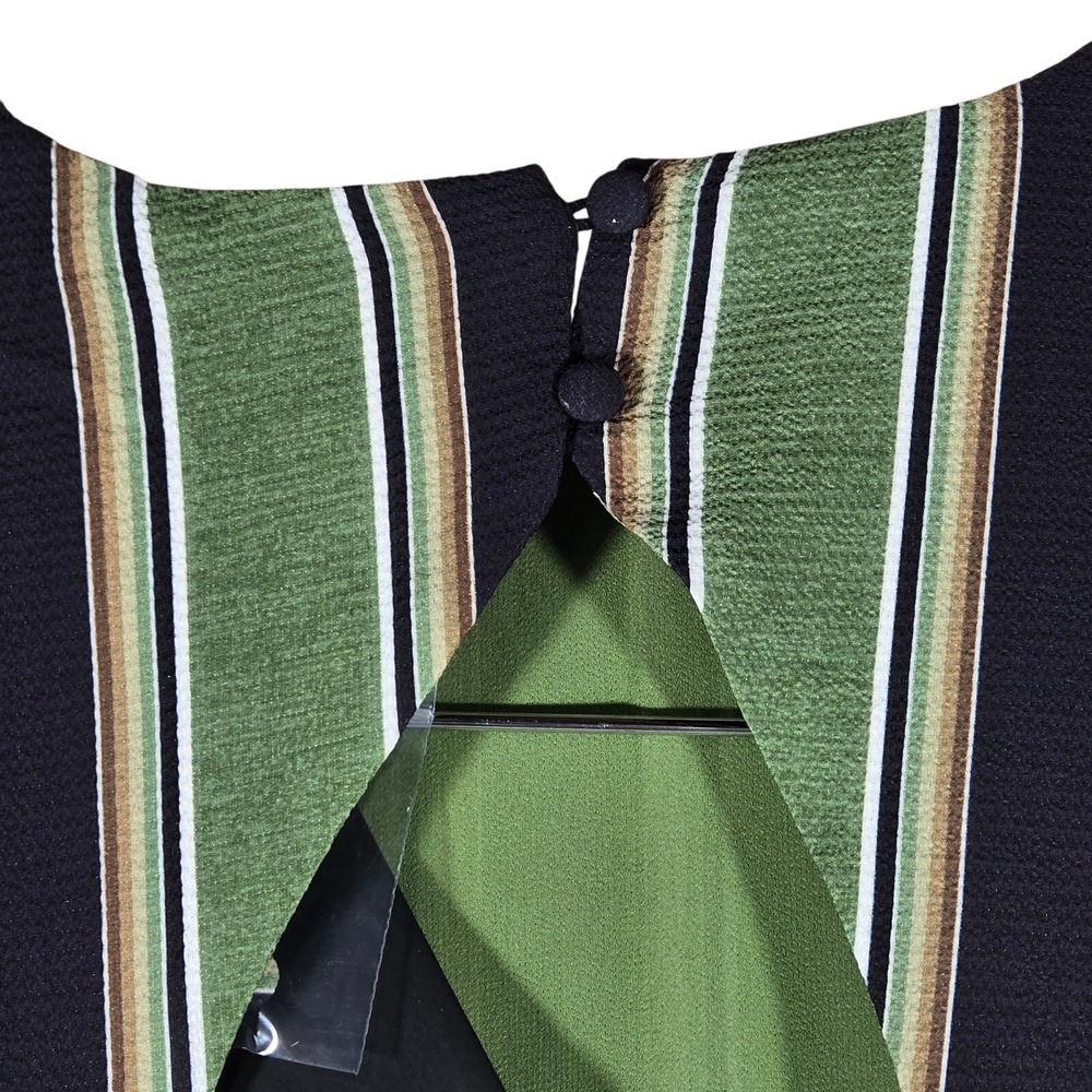 Area Stars Stripe Long Tiered Dress Green Black‎ XS ASDJ23308GS Open Back Maxi - Picture 5 of 9